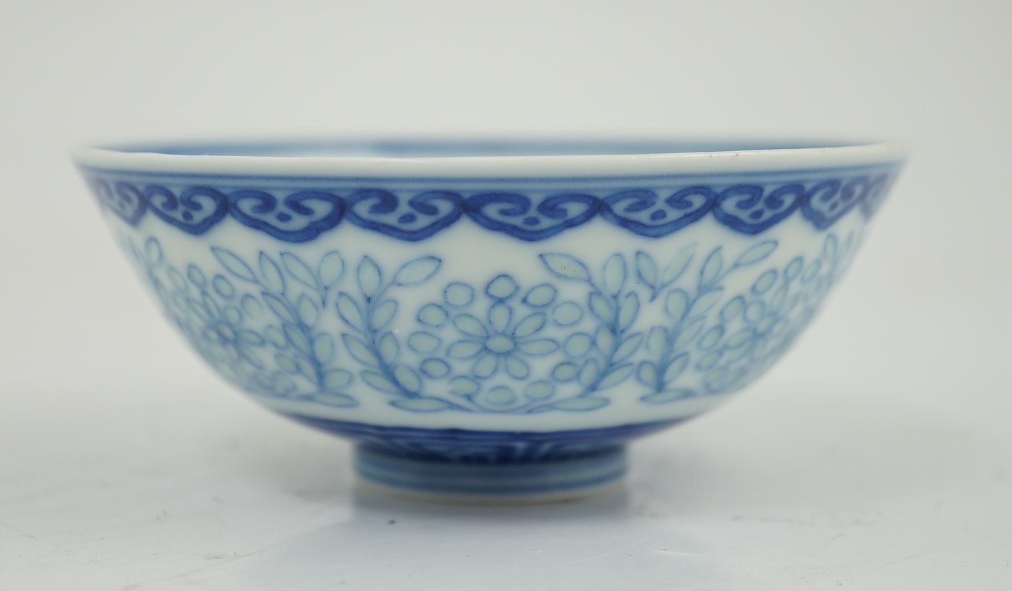 A Chinese blue and white ‘rice grain’ bowl, Jiaqing mark and possibly of the period